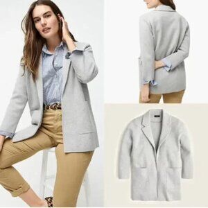 J CREW XS Gray Heather 365 Merino Wool Sophie Open-Front Sweater Blazer Jacket